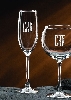 Glass Stemware etched with couple's initials.